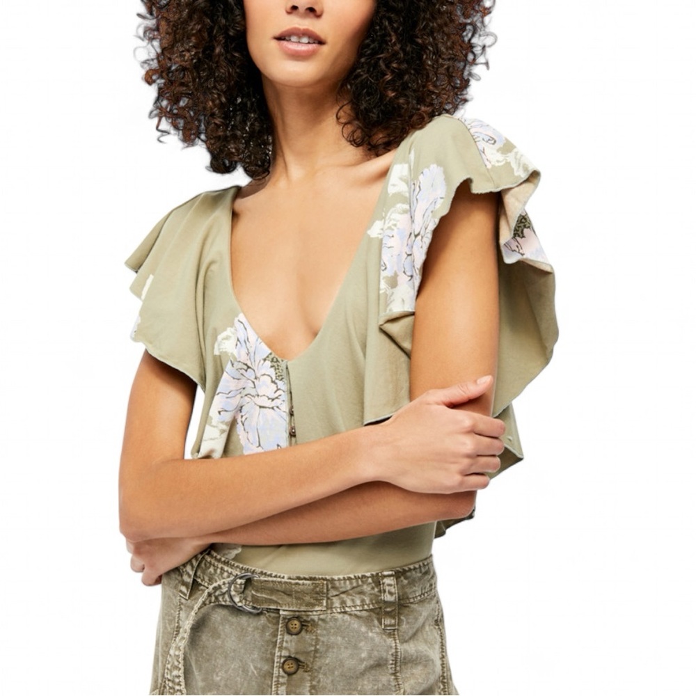 Free People Matilda Printed Bodysuit Willow Combo - Picture 4 of 9
